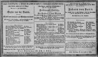 Theaterzettel (Oper und Burgtheater in Wien) 18130218 Seite: 1