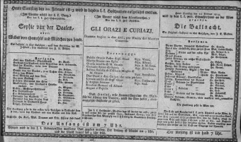 Theaterzettel (Oper und Burgtheater in Wien) 18130220 Seite: 1