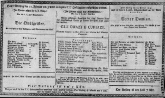 Theaterzettel (Oper und Burgtheater in Wien) 18130222 Seite: 1