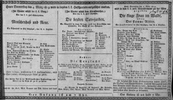 Theaterzettel (Oper und Burgtheater in Wien) 18130304 Seite: 1