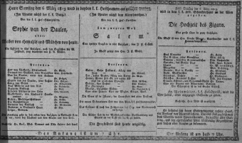 Theaterzettel (Oper und Burgtheater in Wien) 18130306 Seite: 1