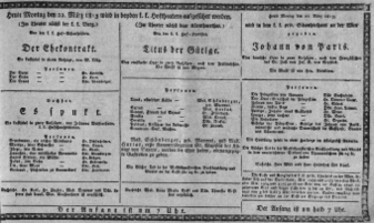 Theaterzettel (Oper und Burgtheater in Wien) 18130322 Seite: 1