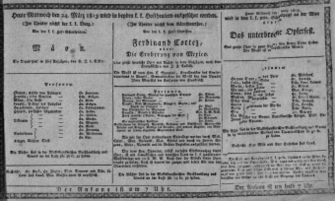 Theaterzettel (Oper und Burgtheater in Wien) 18130324 Seite: 1
