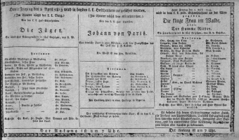 Theaterzettel (Oper und Burgtheater in Wien) 18130402 Seite: 1