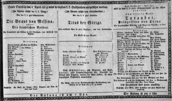 Theaterzettel (Oper und Burgtheater in Wien) 18130406 Seite: 1