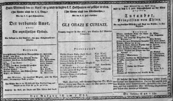 Theaterzettel (Oper und Burgtheater in Wien) 18130421 Seite: 1