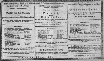 Theaterzettel (Oper und Burgtheater in Wien) 18130423 Seite: 1