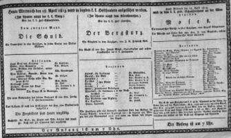 Theaterzettel (Oper und Burgtheater in Wien) 18130428 Seite: 1