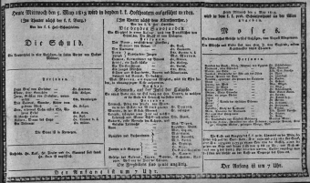 Theaterzettel (Oper und Burgtheater in Wien) 18130505 Seite: 1