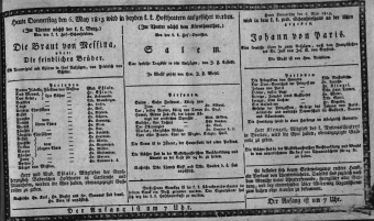 Theaterzettel (Oper und Burgtheater in Wien) 18130506 Seite: 1