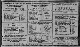 Theaterzettel (Oper und Burgtheater in Wien) 18130507 Seite: 1