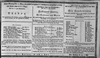 Theaterzettel (Oper und Burgtheater in Wien) 18130510 Seite: 1