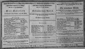 Theaterzettel (Oper und Burgtheater in Wien) 18130512 Seite: 1