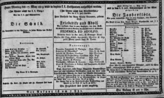 Theaterzettel (Oper und Burgtheater in Wien) 18130517 Seite: 1