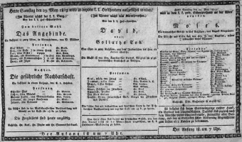 Theaterzettel (Oper und Burgtheater in Wien) 18130529 Seite: 1