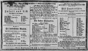 Theaterzettel (Oper und Burgtheater in Wien) 18130531 Seite: 1