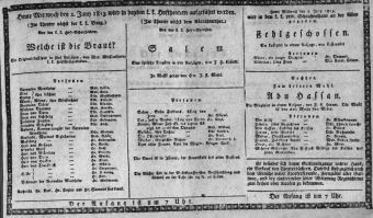 Theaterzettel (Oper und Burgtheater in Wien) 18130602 Seite: 1