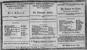 Theaterzettel (Oper und Burgtheater in Wien) 18130604 Seite: 1