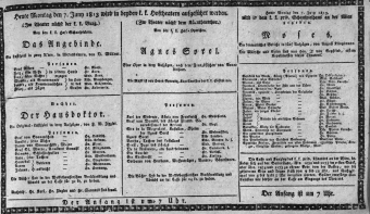 Theaterzettel (Oper und Burgtheater in Wien) 18130607 Seite: 1