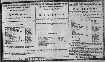 Theaterzettel (Oper und Burgtheater in Wien) 18130610 Seite: 1