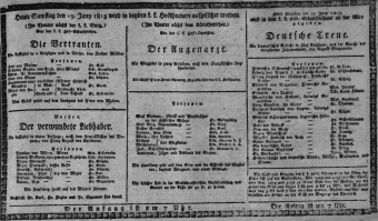 Theaterzettel (Oper und Burgtheater in Wien) 18130619 Seite: 1