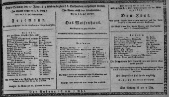 Theaterzettel (Oper und Burgtheater in Wien) 18130627 Seite: 1