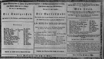Theaterzettel (Oper und Burgtheater in Wien) 18130628 Seite: 1