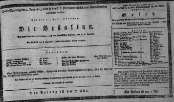 Theaterzettel (Oper und Burgtheater in Wien) 18130704 Seite: 1