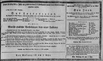 Theaterzettel (Oper und Burgtheater in Wien) 18130709 Seite: 1