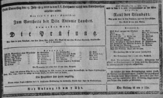 Theaterzettel (Oper und Burgtheater in Wien) 18130715 Seite: 1