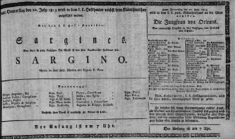 Theaterzettel (Oper und Burgtheater in Wien) 18130722 Seite: 1