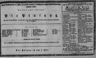 Theaterzettel (Oper und Burgtheater in Wien) 18130725 Seite: 1
