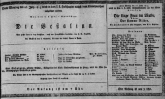 Theaterzettel (Oper und Burgtheater in Wien) 18130726 Seite: 1