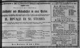 Theaterzettel (Oper und Burgtheater in Wien) 18130728 Seite: 1