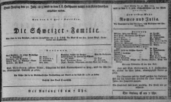 Theaterzettel (Oper und Burgtheater in Wien) 18130730 Seite: 1