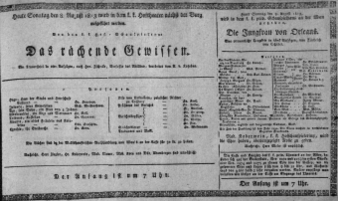 Theaterzettel (Oper und Burgtheater in Wien) 18130808 Seite: 1