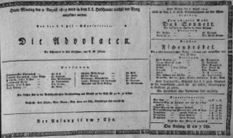 Theaterzettel (Oper und Burgtheater in Wien) 18130809 Seite: 1