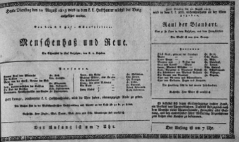 Theaterzettel (Oper und Burgtheater in Wien) 18130810 Seite: 1