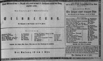 Theaterzettel (Oper und Burgtheater in Wien) 18130811 Seite: 1
