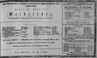 Theaterzettel (Oper und Burgtheater in Wien) 18130812 Seite: 1