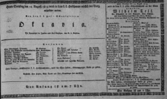Theaterzettel (Oper und Burgtheater in Wien) 18130814 Seite: 1