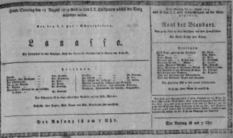 Theaterzettel (Oper und Burgtheater in Wien) 18130815 Seite: 1