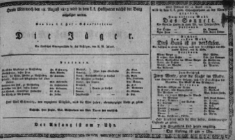 Theaterzettel (Oper und Burgtheater in Wien) 18130818 Seite: 1