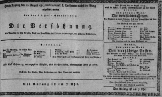 Theaterzettel (Oper und Burgtheater in Wien) 18130820 Seite: 1