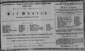 Theaterzettel (Oper und Burgtheater in Wien) 18130821 Seite: 1
