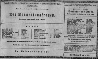 Theaterzettel (Oper und Burgtheater in Wien) 18130822 Seite: 1