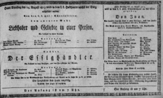 Theaterzettel (Oper und Burgtheater in Wien) 18130824 Seite: 1