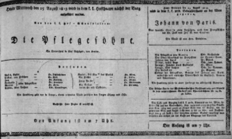 Theaterzettel (Oper und Burgtheater in Wien) 18130825 Seite: 1