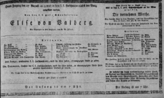 Theaterzettel (Oper und Burgtheater in Wien) 18130827 Seite: 1