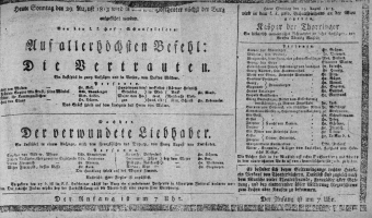 Theaterzettel (Oper und Burgtheater in Wien) 18130829 Seite: 1